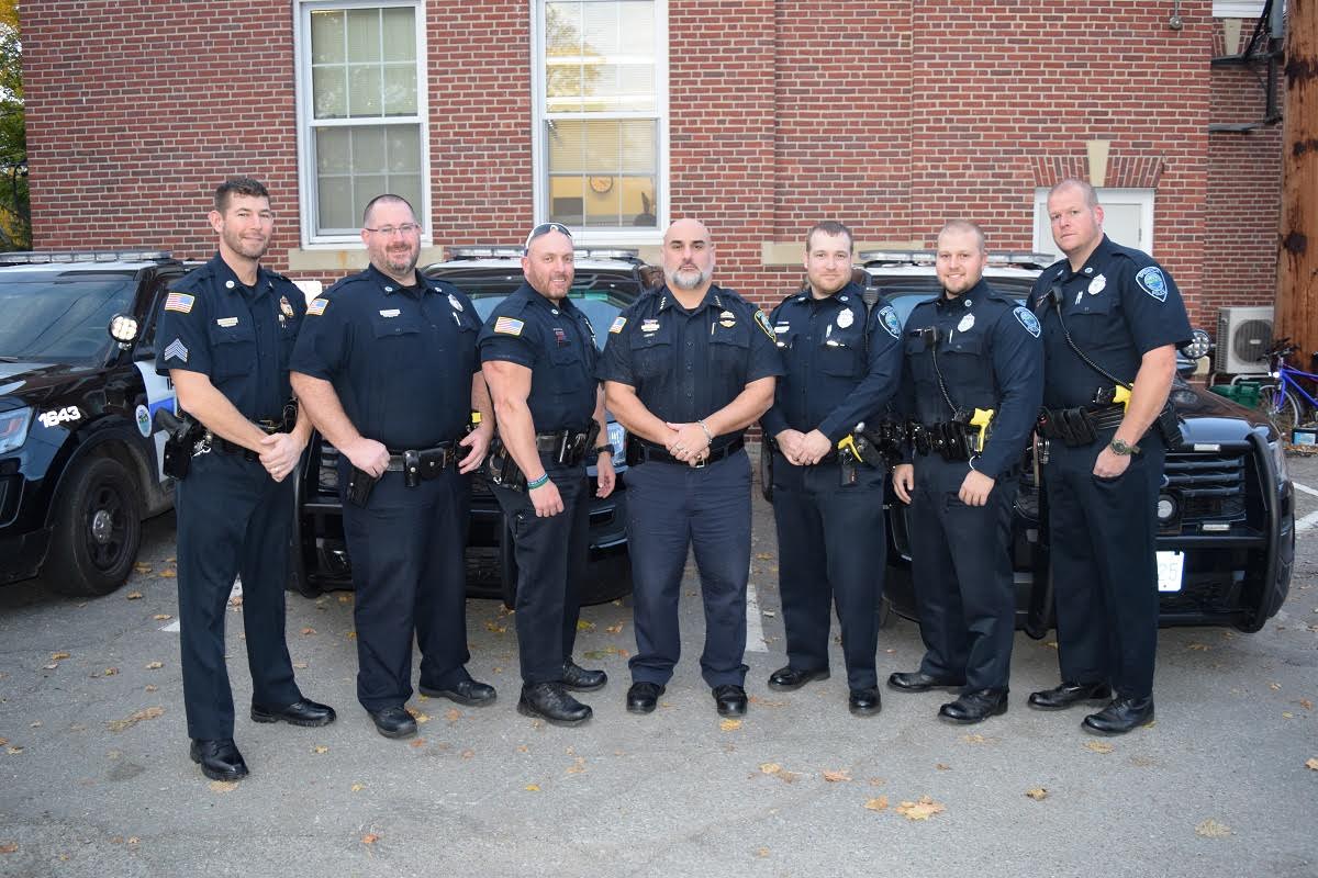 The Ipswich Police Department is participating in No-Shave November. Left to right: Sgt. Jason Monteiro, Patrolman Aaron Woodworth, Partolman Mark Ruggiero, Chief Paul Nikas, Patrolman David Moore, Patrolman Matthew Mayer and Patrolman Matthew Bodwell. (Courtesy Photo)