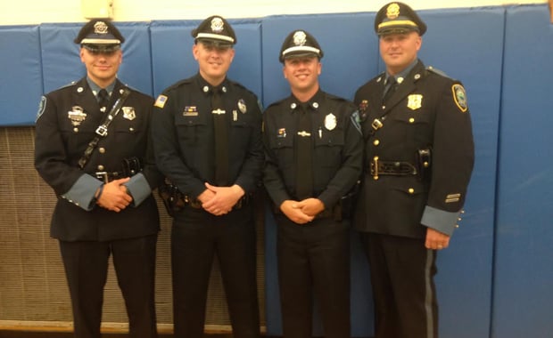 Pictured left to right: Officer Charles Ciccotelli, Officer Brian Murphy, Officer Matthew Lemire and Lt. Jon Hubbard. (Courtesy of the Ipswich Police Department)