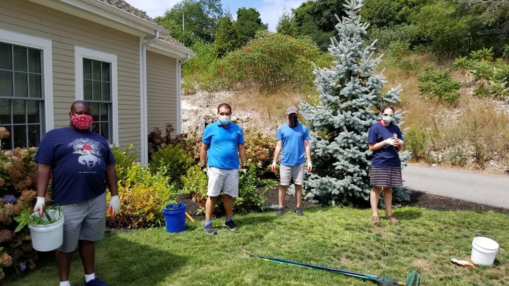 Launch Cohasset Members Clean Grounds of Cohasset Elder Affairs