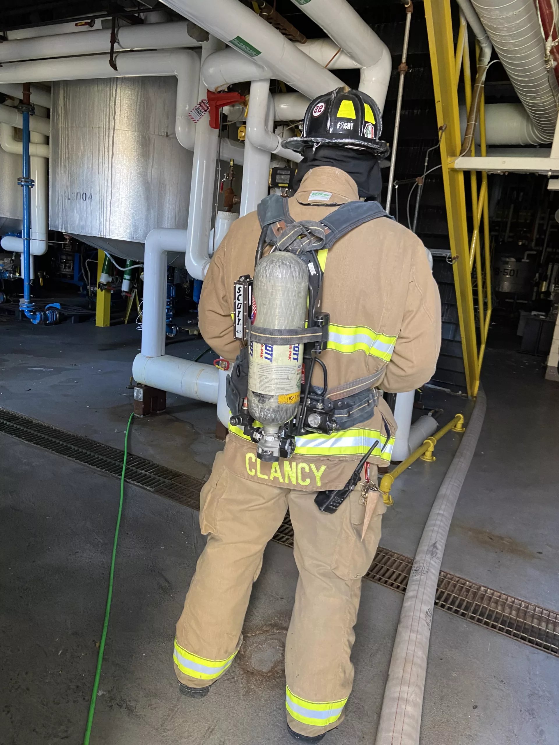 Newburyport firefighters remained at the Seqens plant for a sixth straight day on Wednesday. (Courtesy Photo)