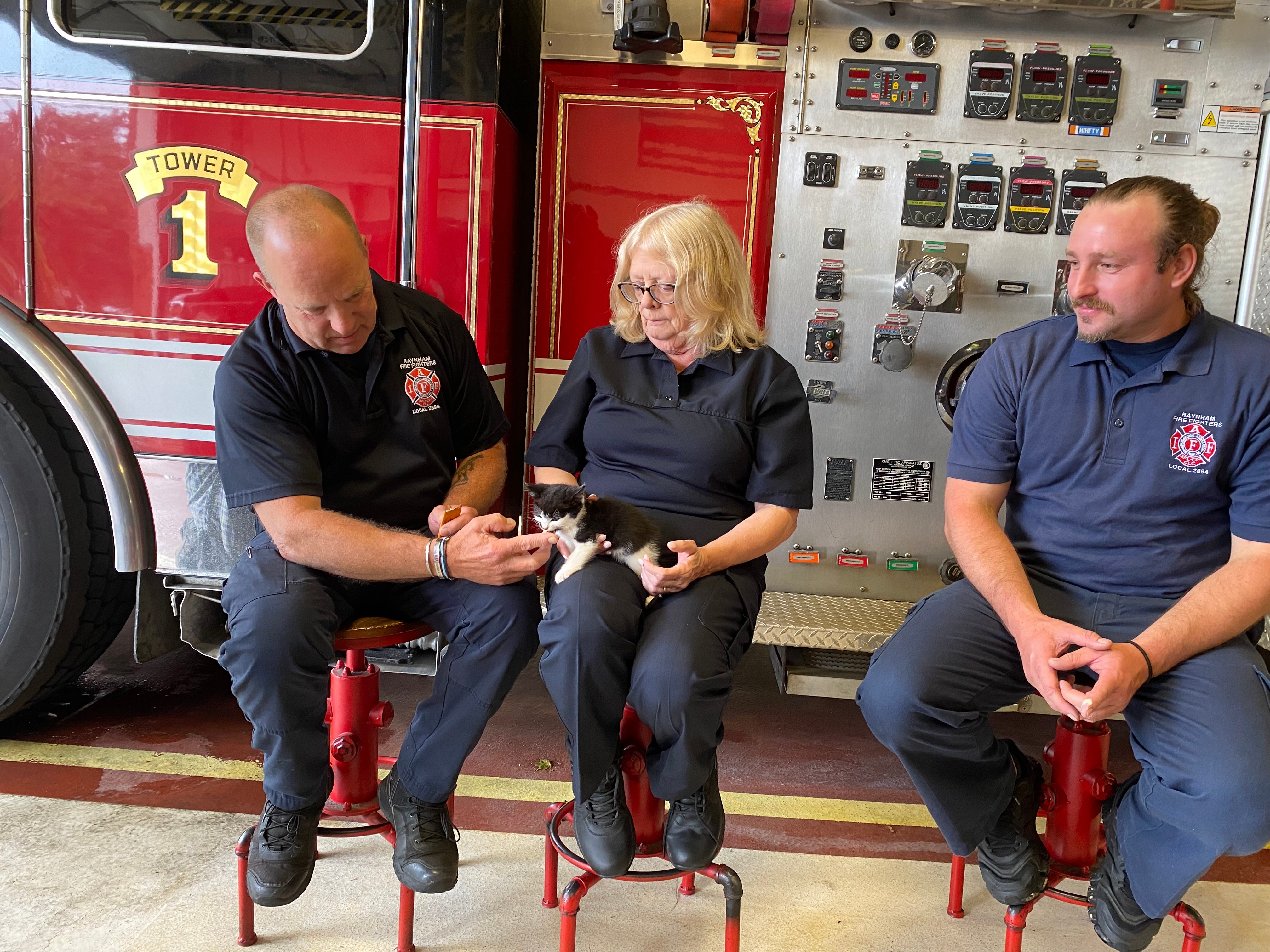 Raynham First Responders Reunite With Stray Kitten Following Rescue