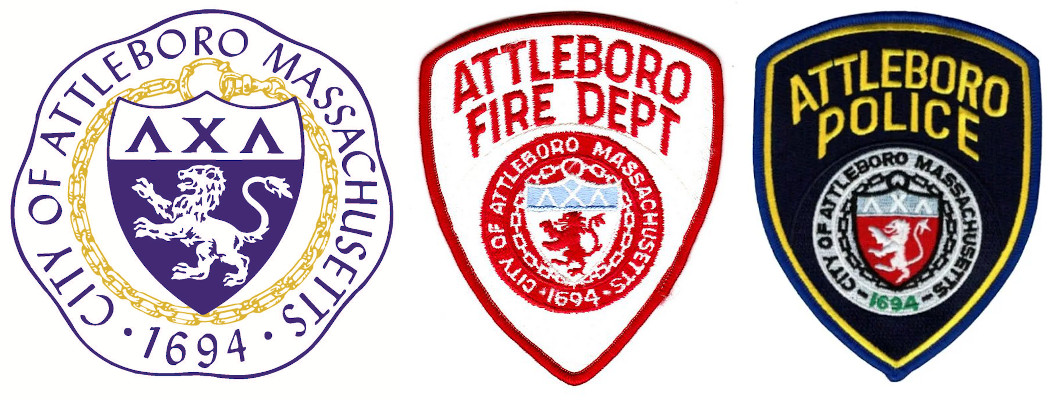 Badges for City of Attleboro, Attleboro Fire Department, Attleboro Police Department