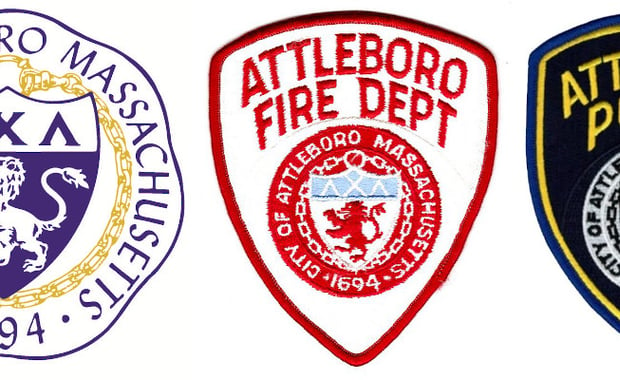 Badges for City of Attleboro, Attleboro Fire Department, Attleboro Police Department