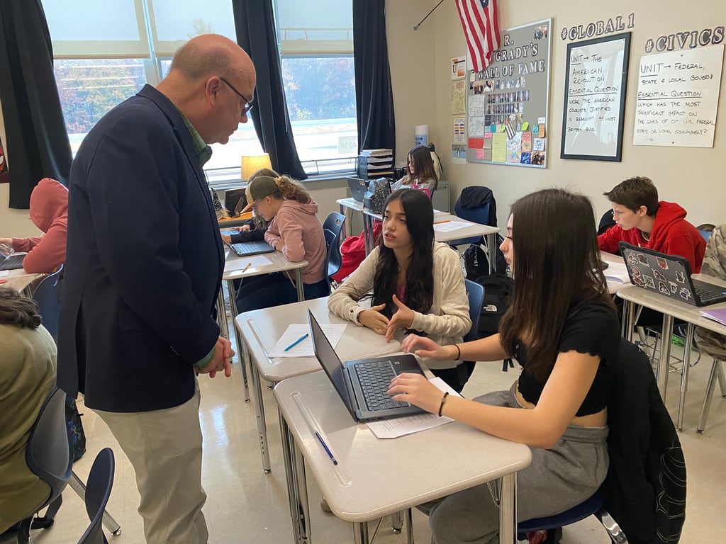 Uxbridge High School Hosts U.S. Rep. Jim McGovern in Recognition of National Principals Month