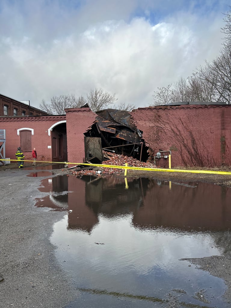 Whitman Fire Department Responds to Partial Collapse of Vacant Building
