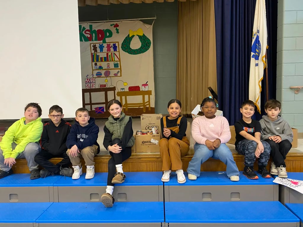 Elementary School Fourth Grade Students Collecting Donations for Souper Bowl Food