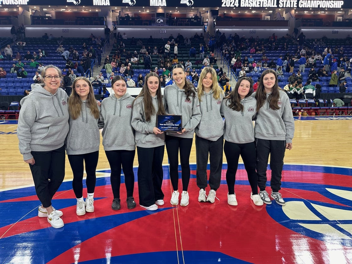 Left to right, Head Coach Nicole Patella, and students Chloe Parsenios, Grace Julieano, Jocelyn Fairfield (Capt.), Kelsey Kirchner (Capt.), Charlie Keator, Evelyn Julieano, & Katie Shove. (Photo Courtesy Lenox Public Schools)