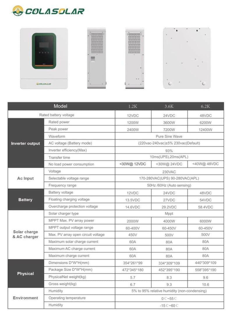 ColaSolar 3.6KVA Hybrid Inverter 3