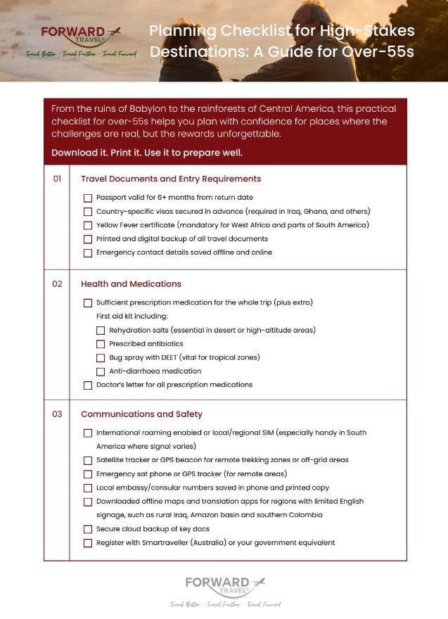 Forward Travel Checklist