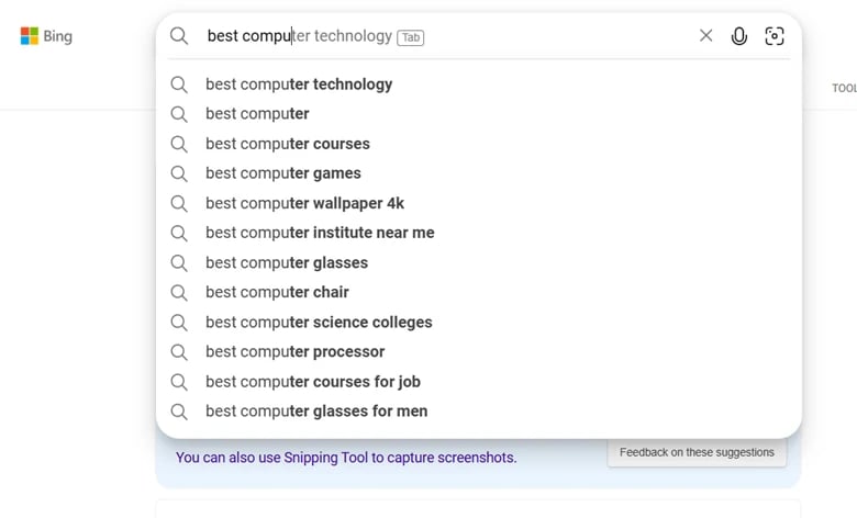 bing auto suggest example