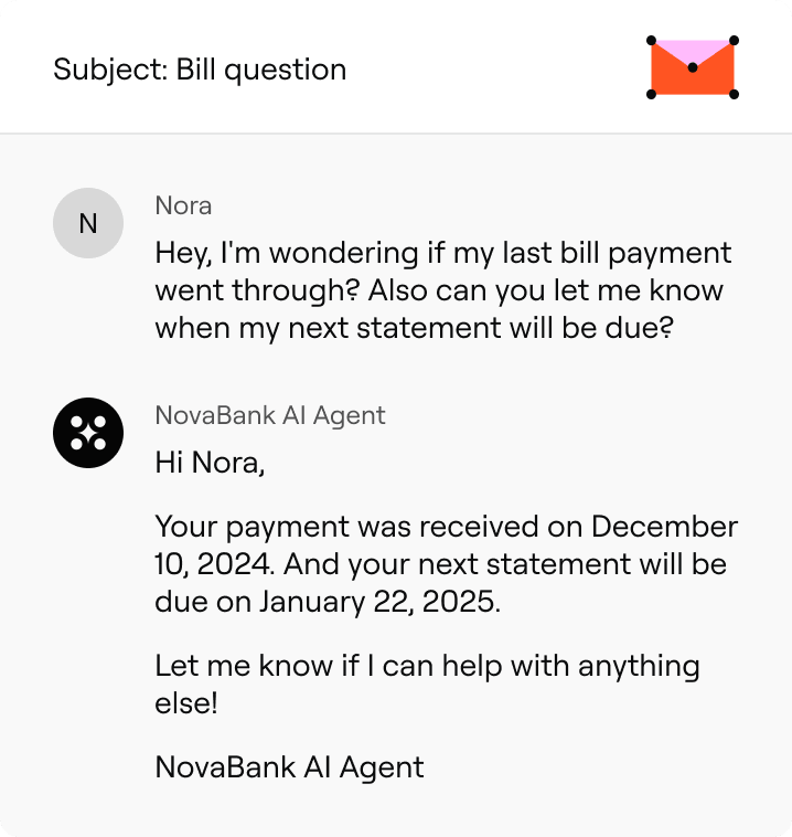 An AI agent resolving a multi-thread email conversation