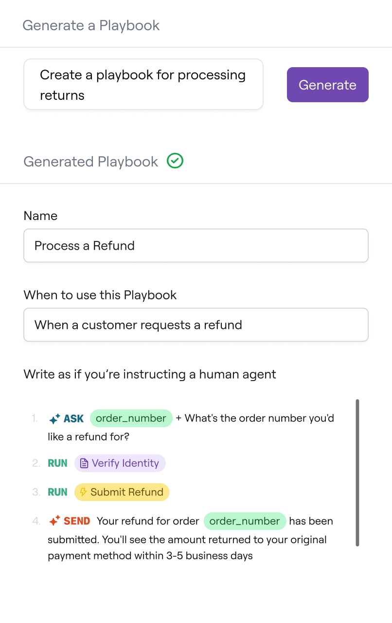 Building a Playbook from a plain-language prompt