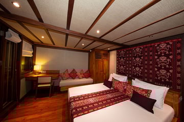 Coralia liveaboard Indonesia upper deck master cabin