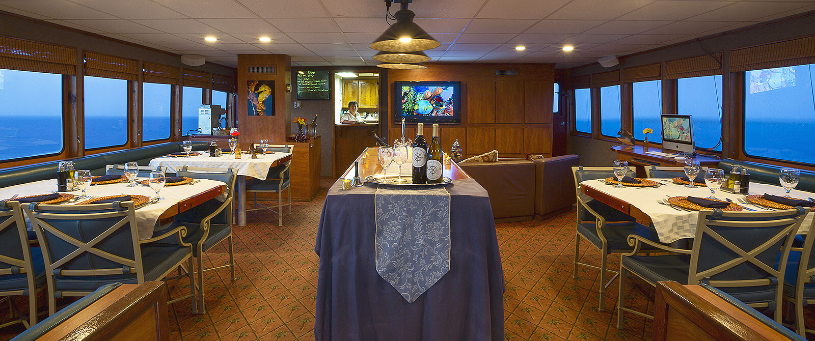 Belize Aggressor IV liveaboard indoor dining
