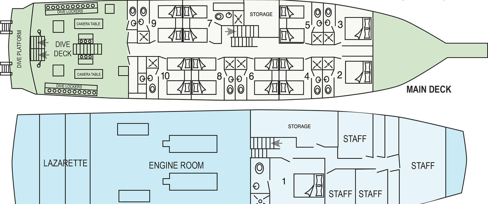 Belize Aggressor IV liveaboard deck plan