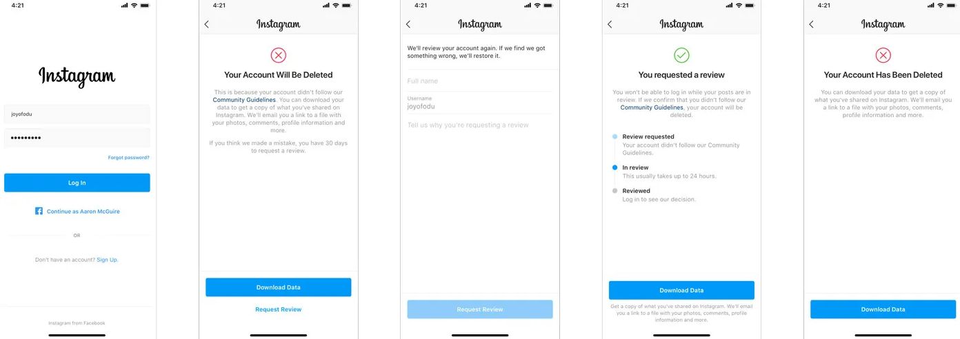 Instagram account appeal form