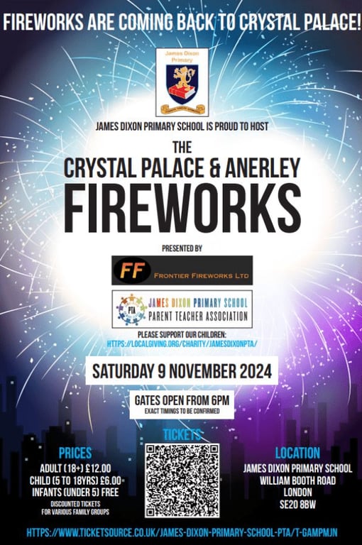 London For Toddlers: Fireworks in Crystal Palace & Anerley at James Dixon Primary School