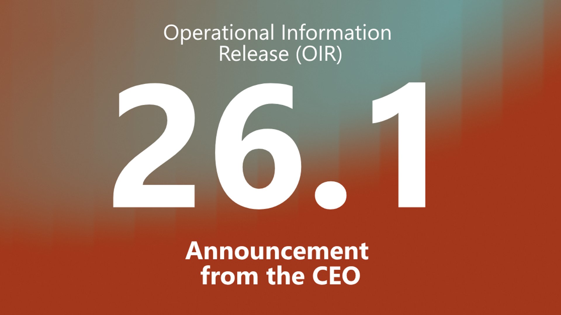 Operational Information Release 26.1