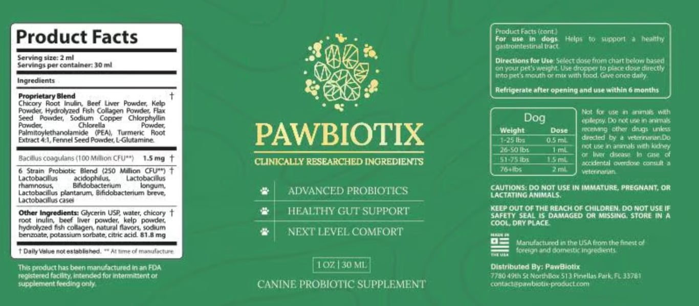pawbiotix ingredient label