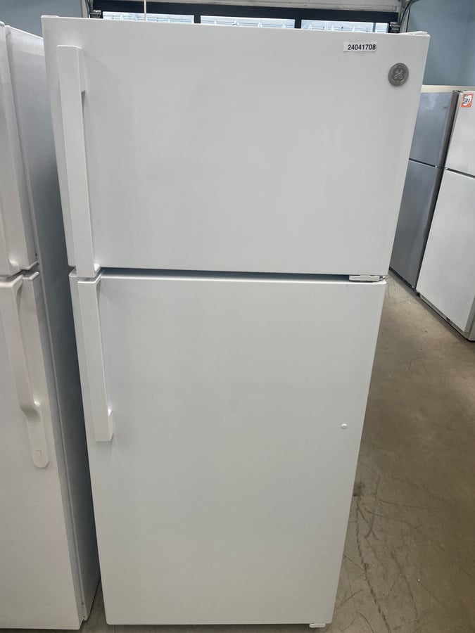New Open Box GE white top mount refrigerator image 1