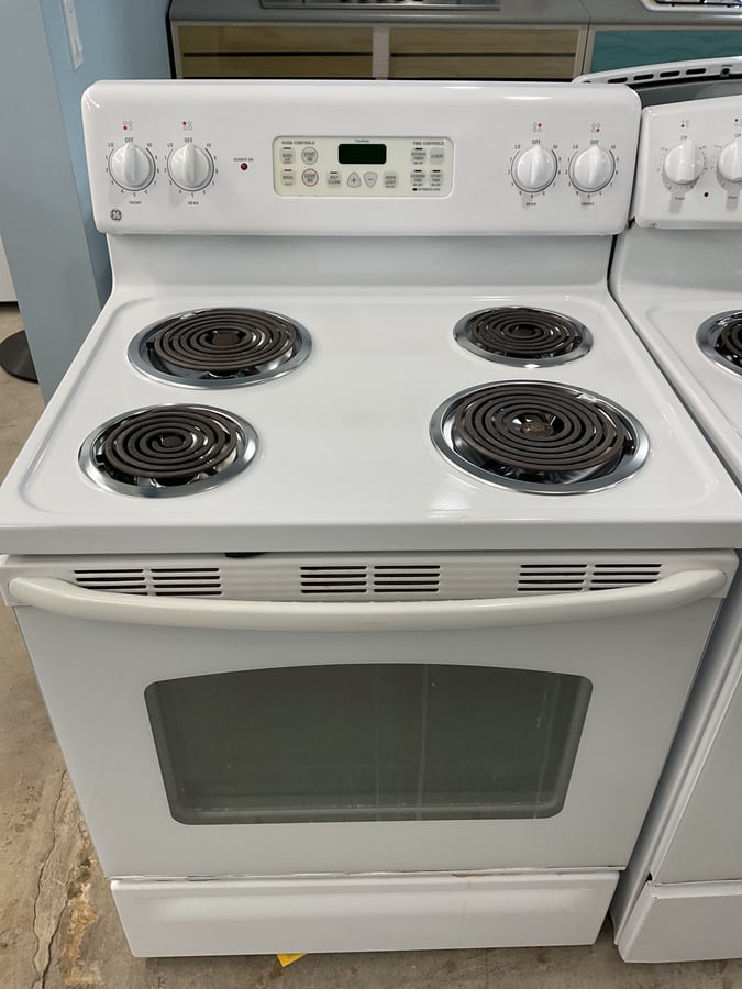 white coil top stove