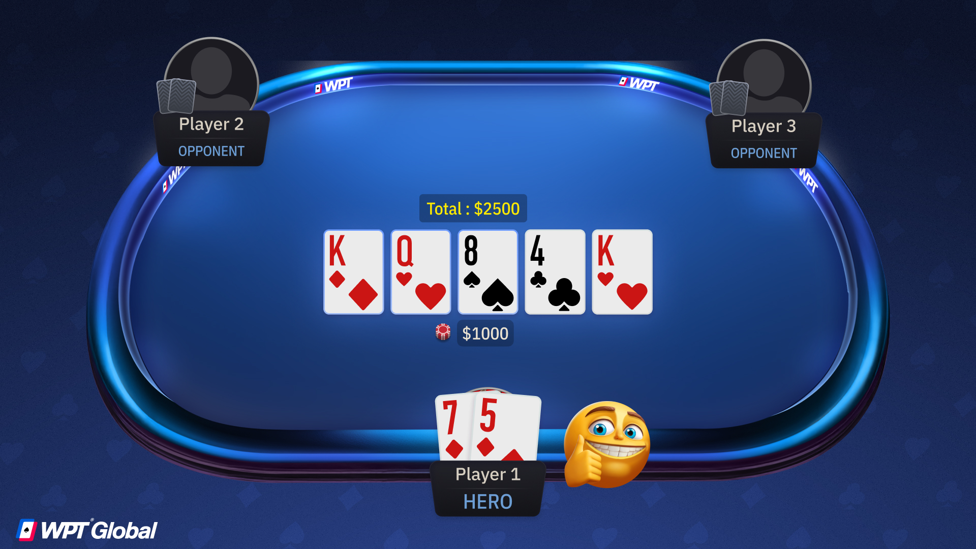 Poker player revealing a weak hand after betting, advertising a loose style to opponents.