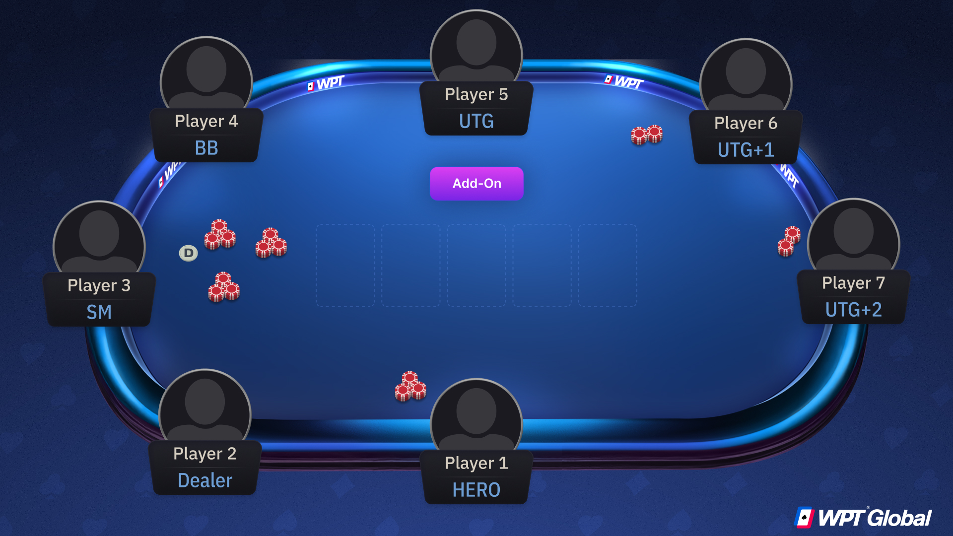 Dealer handing out add-on chip stacks to players during a poker tournament break.