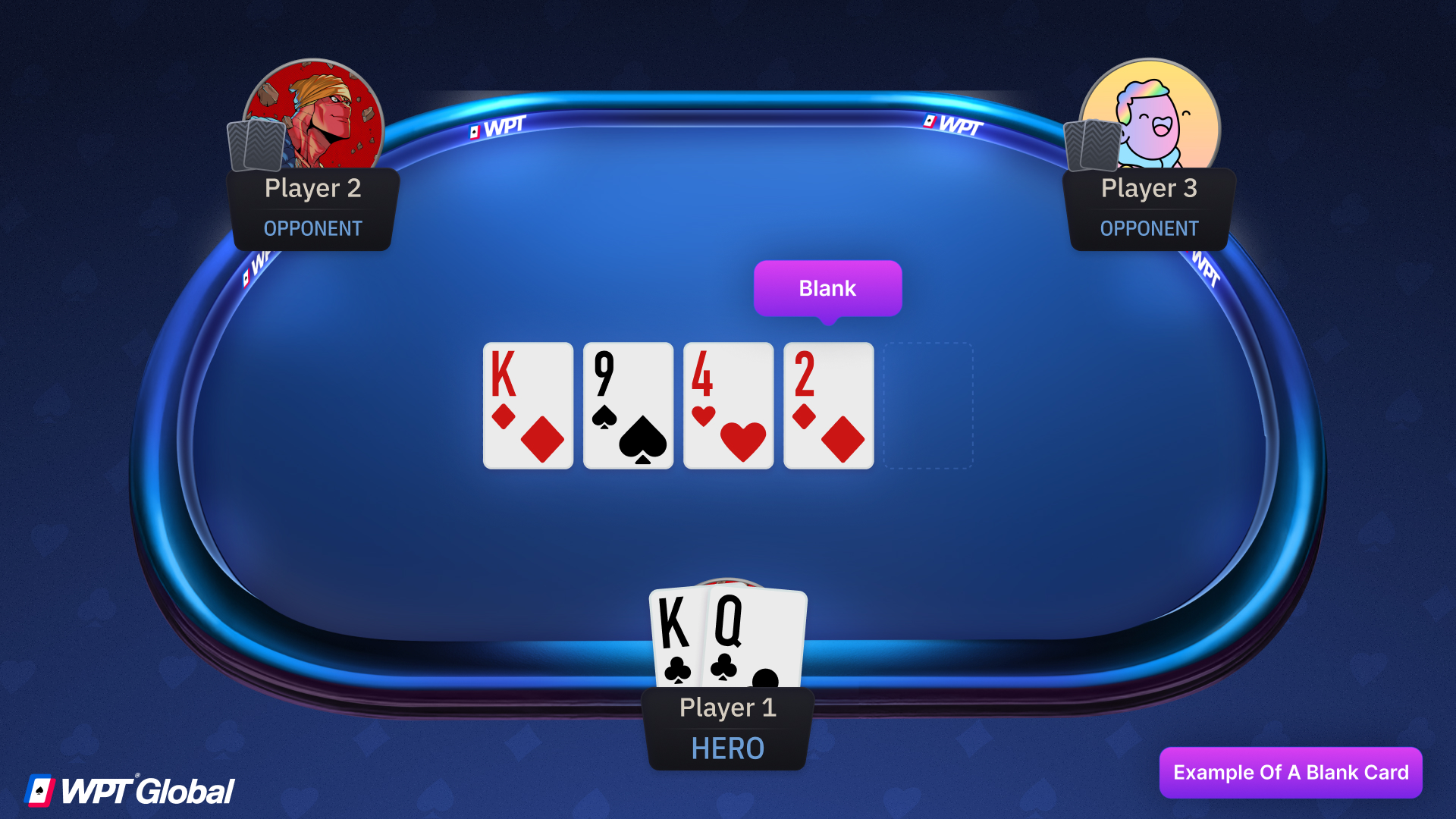 Example poker hand where the turn card is a blank.