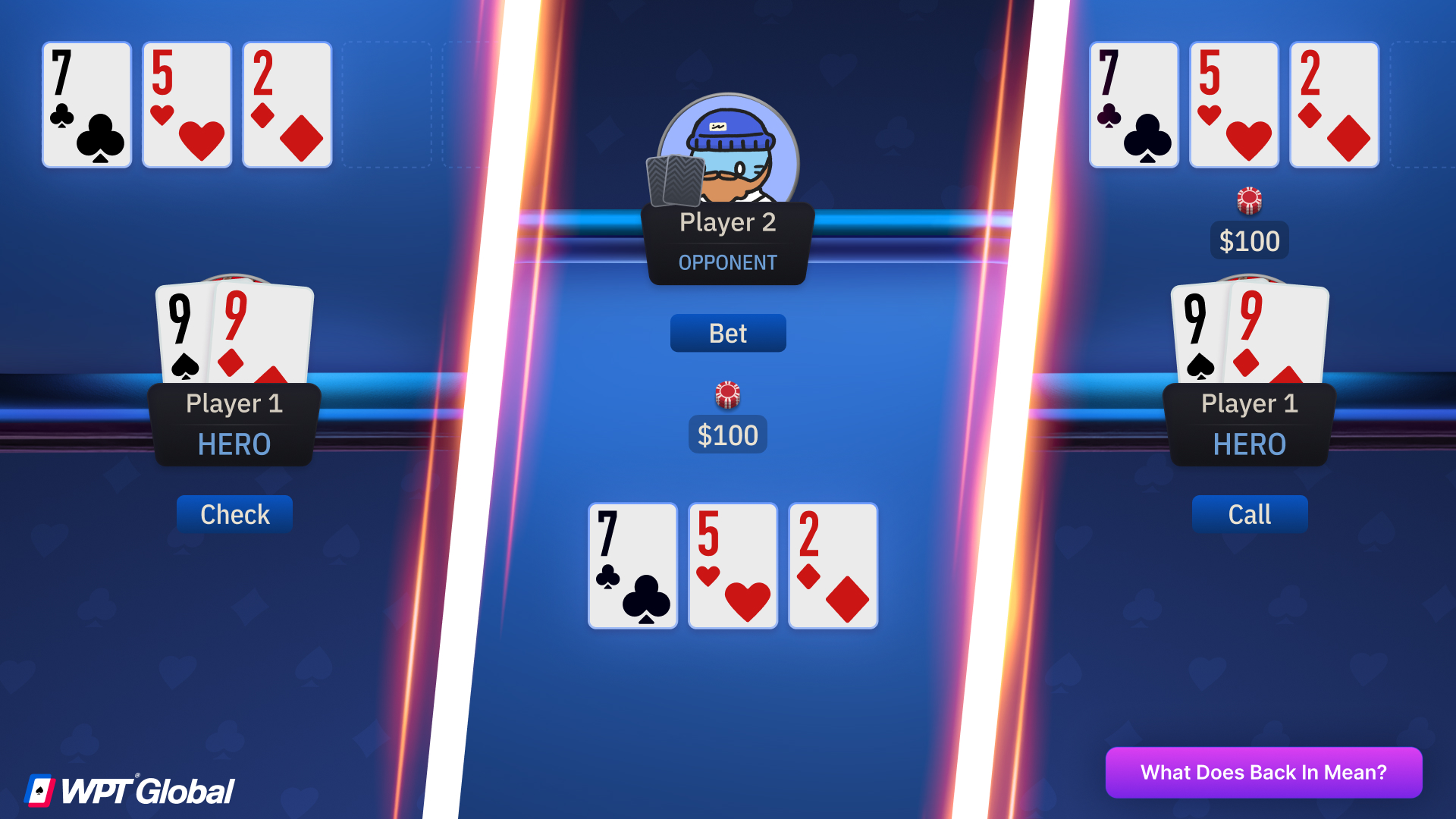 Poker player with pocket nines going back in after an opponent bets