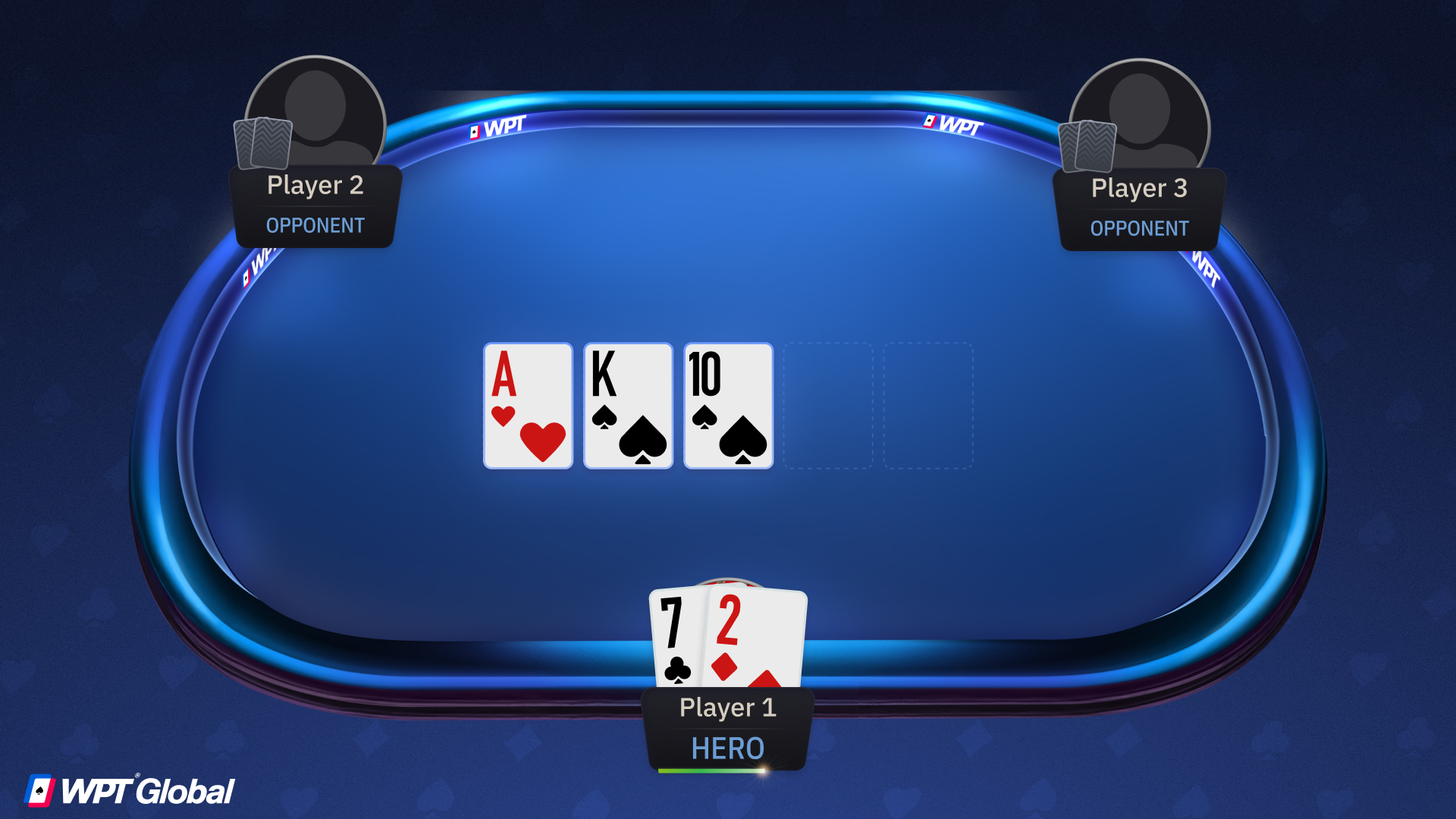 Poker hand example showing a player holding complete air after the flop