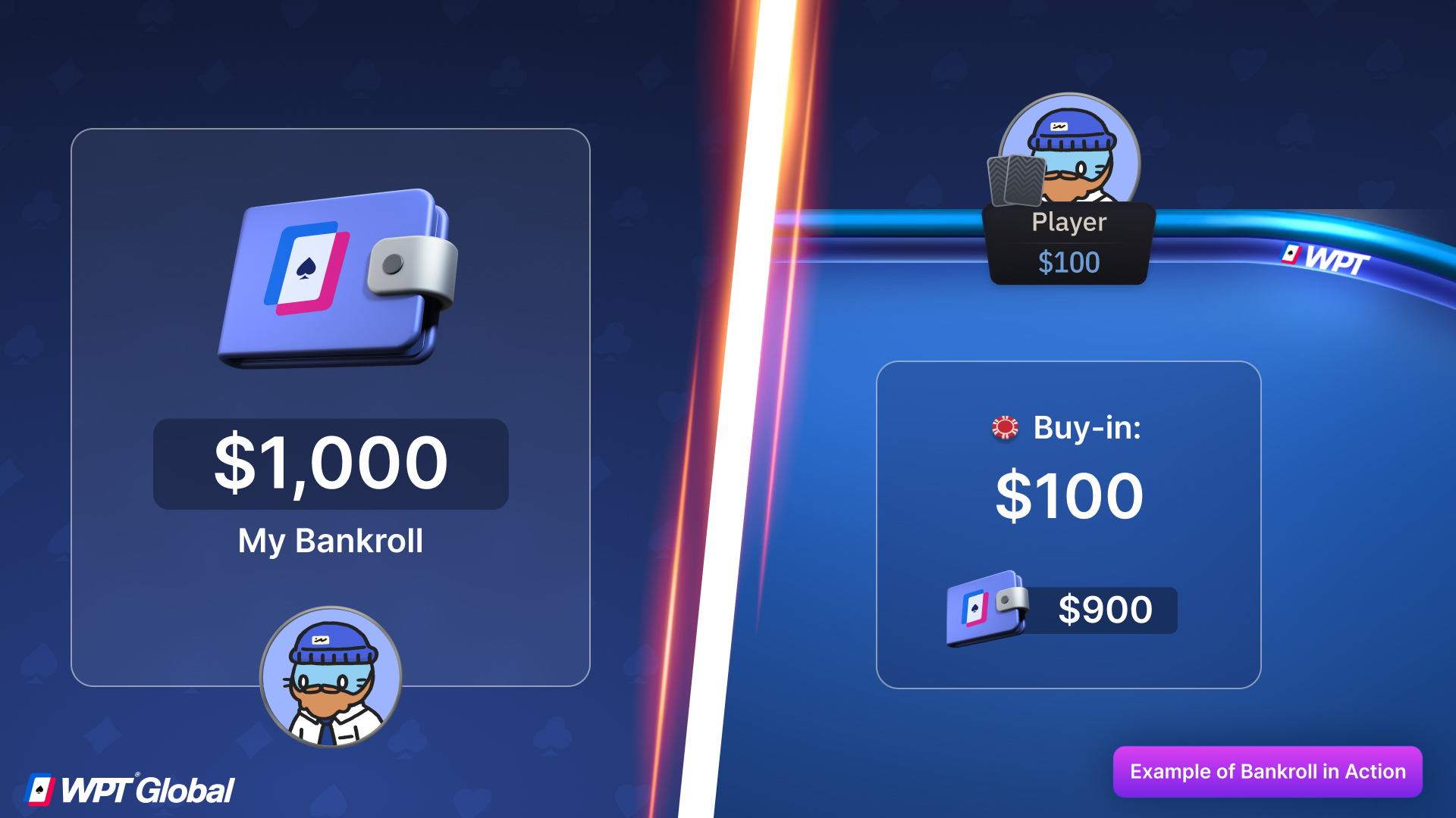 Poker player handing over cash for chips from bankroll