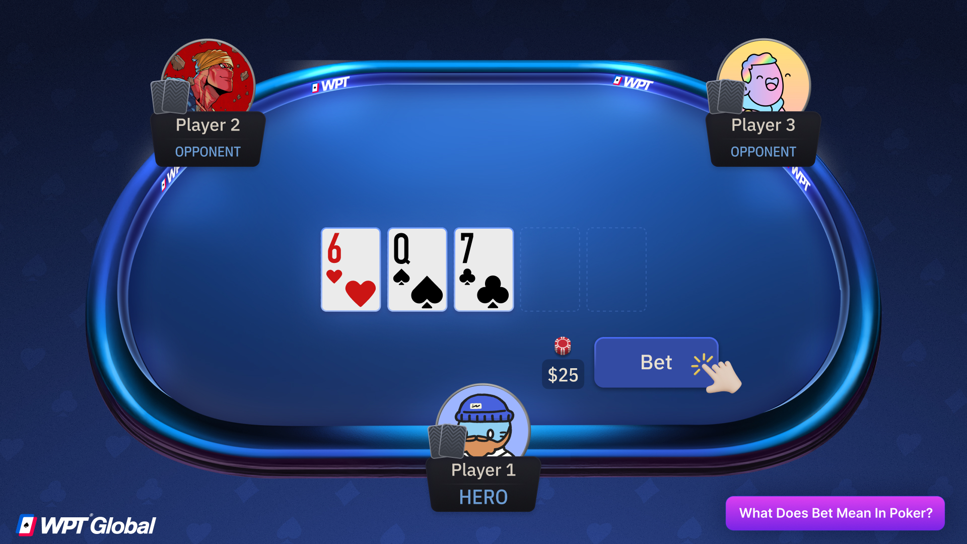 Poker player placing chips into the pot to bet