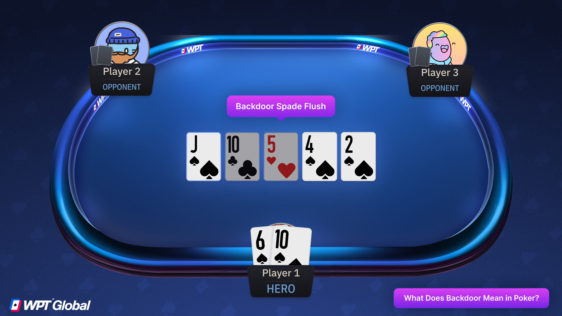 Backdoor flush example with two spades hitting turn and river