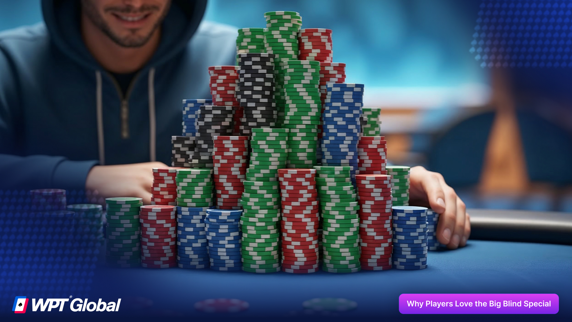 Poker chips in the big blind position illustrating the term Big Blind Special.