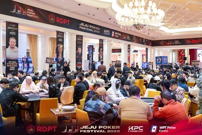 Players compete in the Jeju Poker Festival 2025, co-hosted by WPT® Prime Korea and the K Poker Cup.
