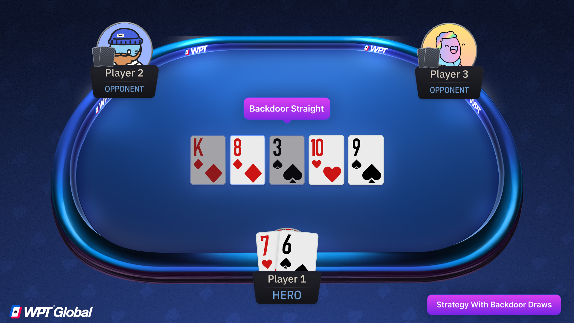 Backdoor straight example with runner-runner cards