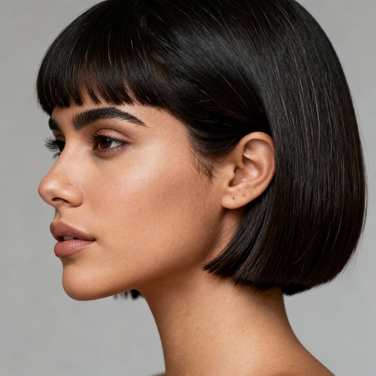 bob short hair on straight hair, low version.