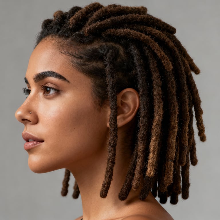 faux locs on straight hair, low version.