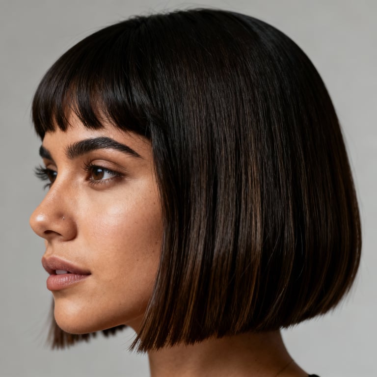 layered hime cut on straight hair, low version.