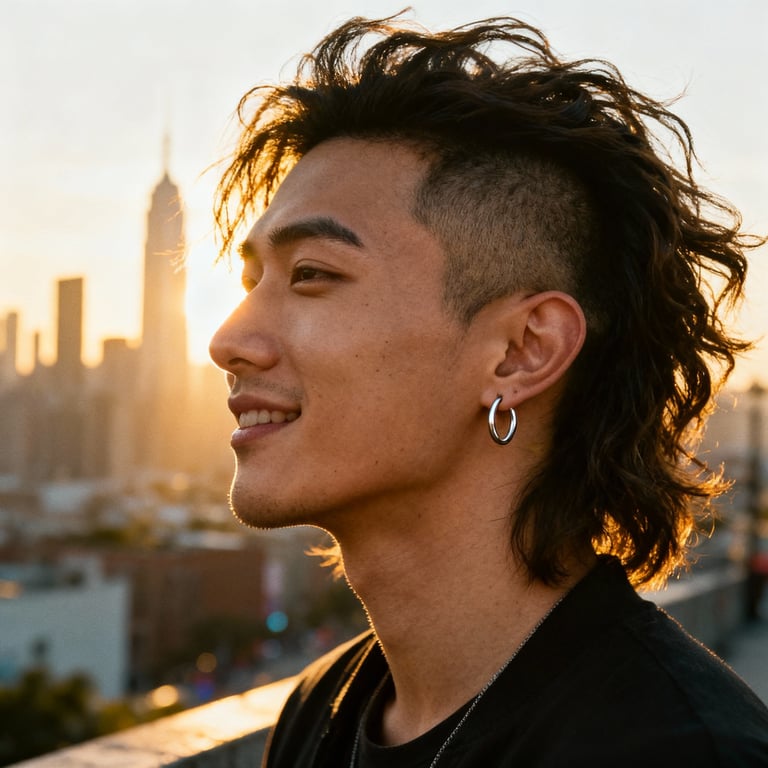 Burst Fade Mullet Medium Length