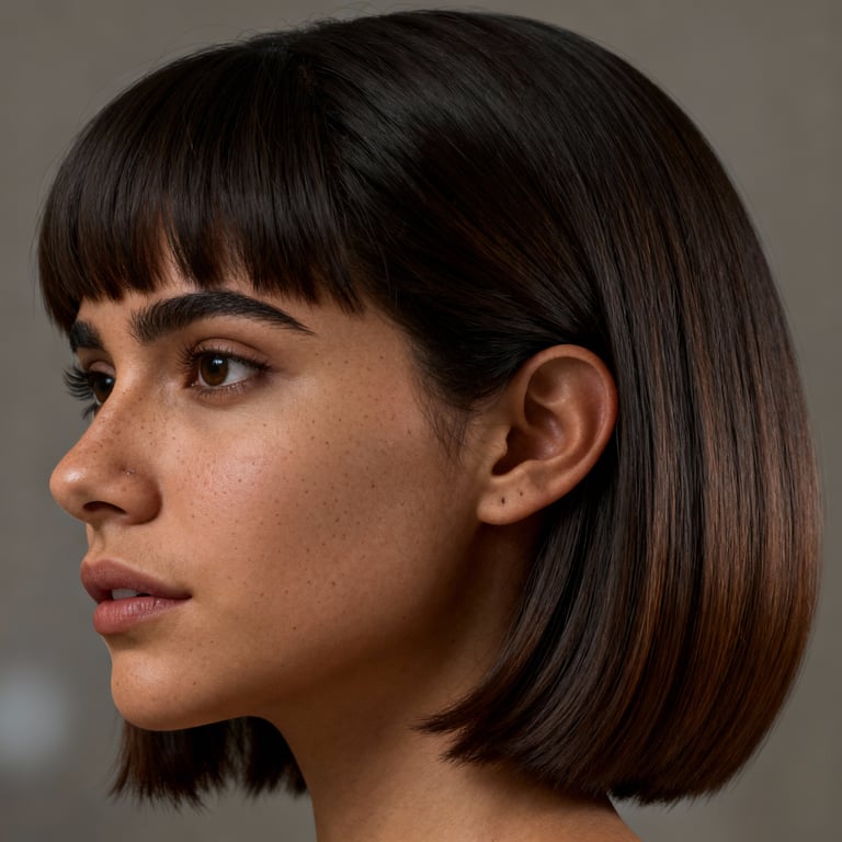 pageboy haircut on straight hair, low version.