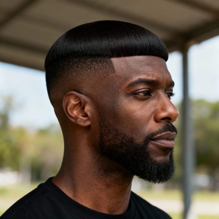 blunt cut on straight hair, low version.