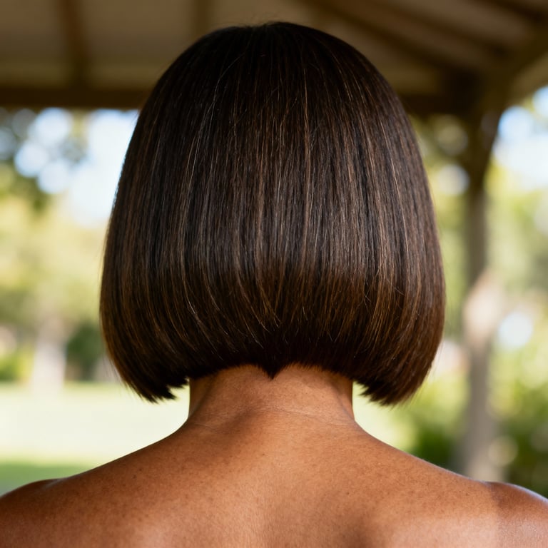 v cut hair on straight hair, low version.