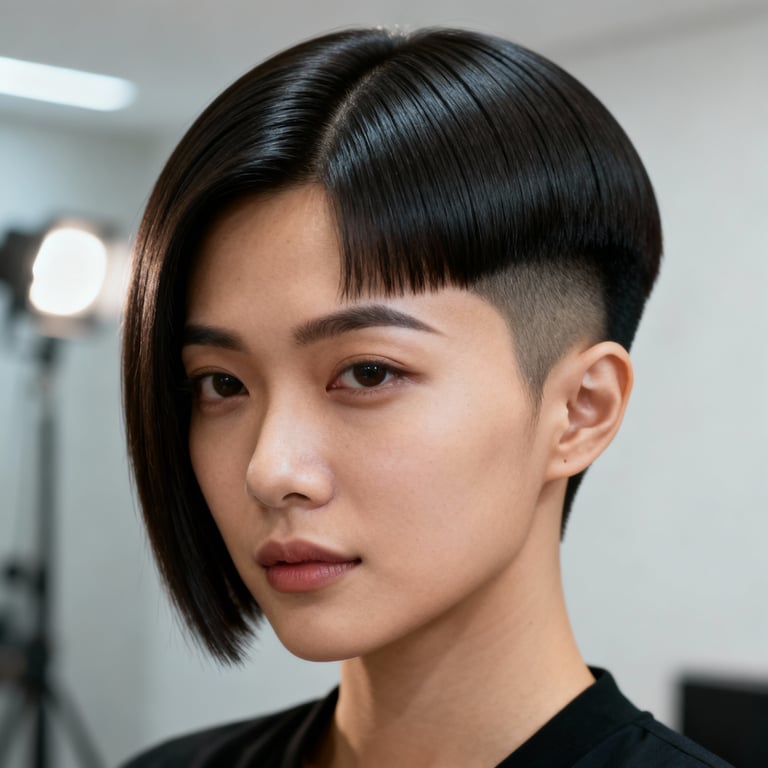 middle part men on straight hair, mid version.