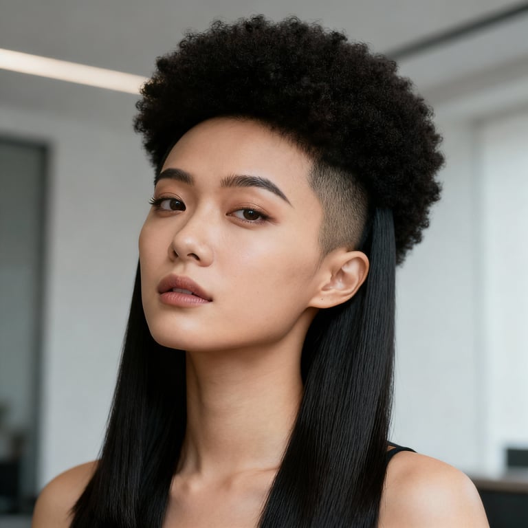 afro hair on straight hair, low version.