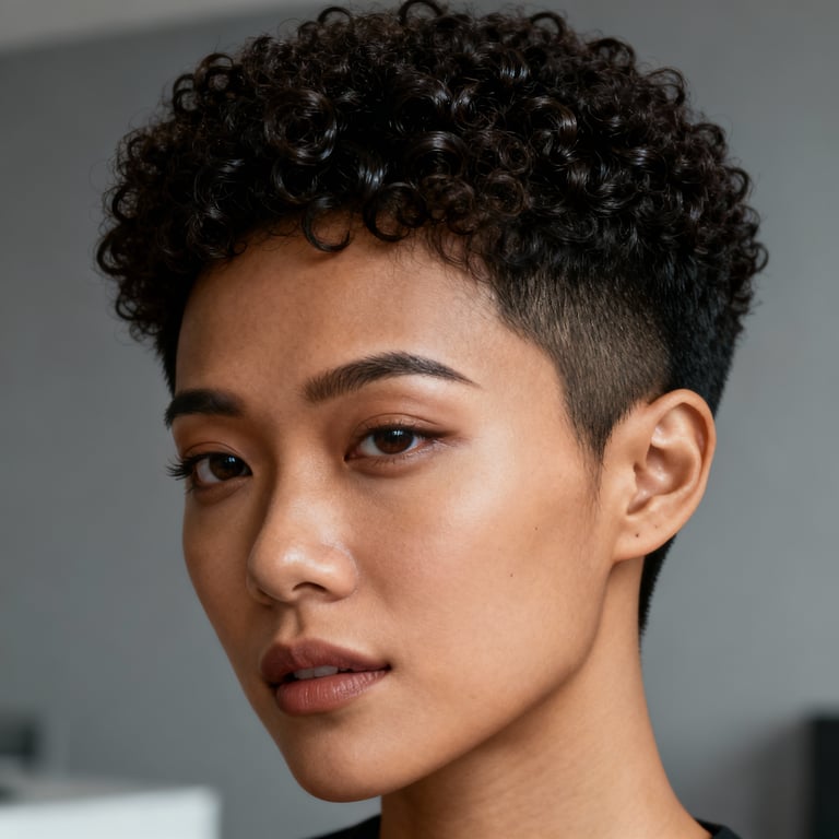 short natural hair afro hairstyles on straight hair, low version.