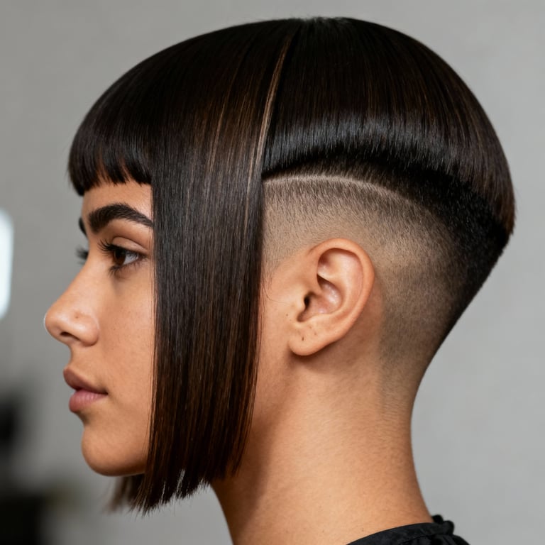 middle part undercut on straight hair, mid version.