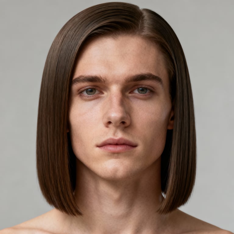 Side Part Shoulder Length Blunt Cut style example