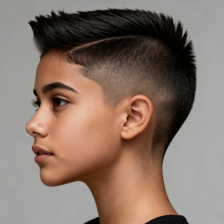 kids faux hawk on straight hair, low version.