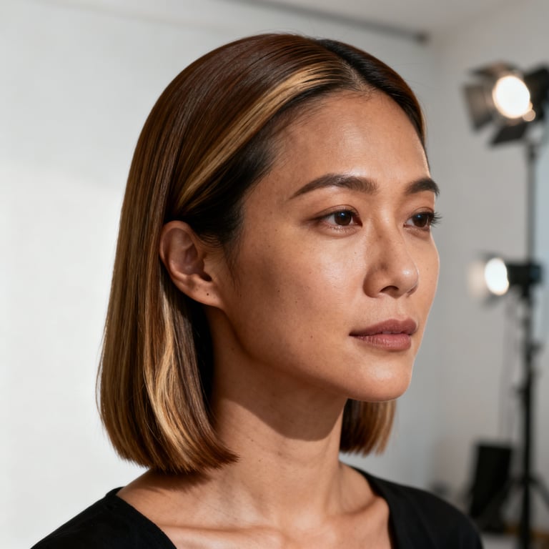 middle part flow on straight hair, mid version.